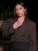 Load image into Gallery viewer, Cropped Brown Blazer