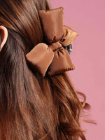 Load image into Gallery viewer, Brown Bow Hair Claw with Cute labubu