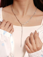 Load image into Gallery viewer, Silver Crystal Y-Drop Necklace