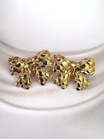Load image into Gallery viewer, Gold Bow Stud Earrings