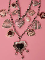Load image into Gallery viewer, Silver-Tone Multi Heart Charm Statement Necklace