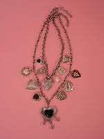 Load image into Gallery viewer, Silver-Tone Multi Heart Charm Statement Necklace
