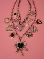 Load image into Gallery viewer, Silver-Tone Multi Heart Charm Statement Necklace
