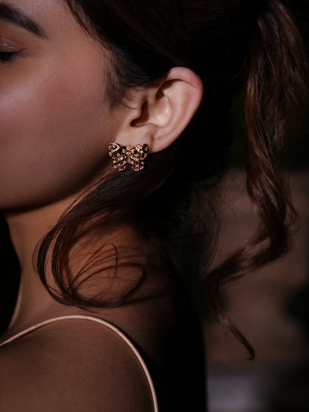 Gold Bow Stud Earrings