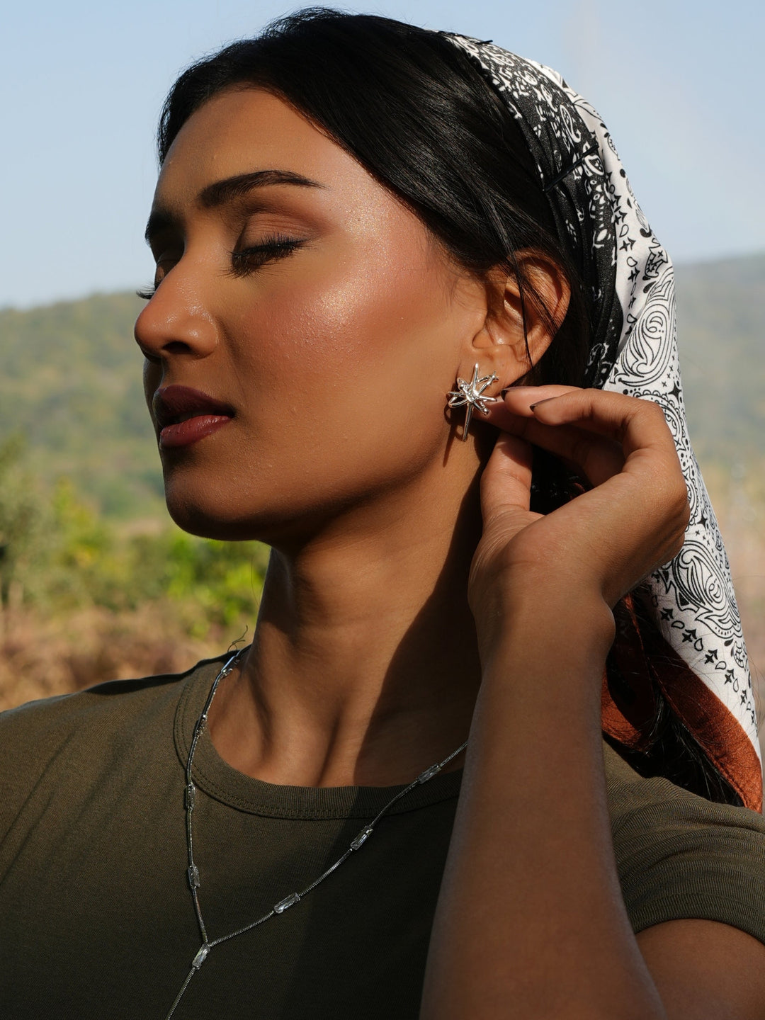 Silver Starburst Stud Earrings
