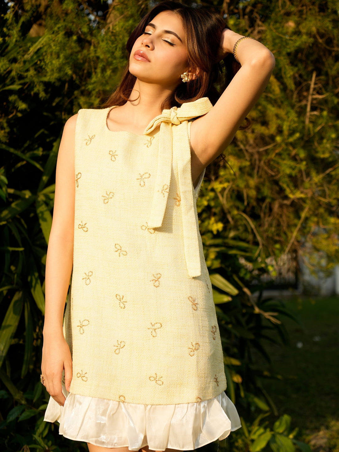 Yellow Bow Mini Dress