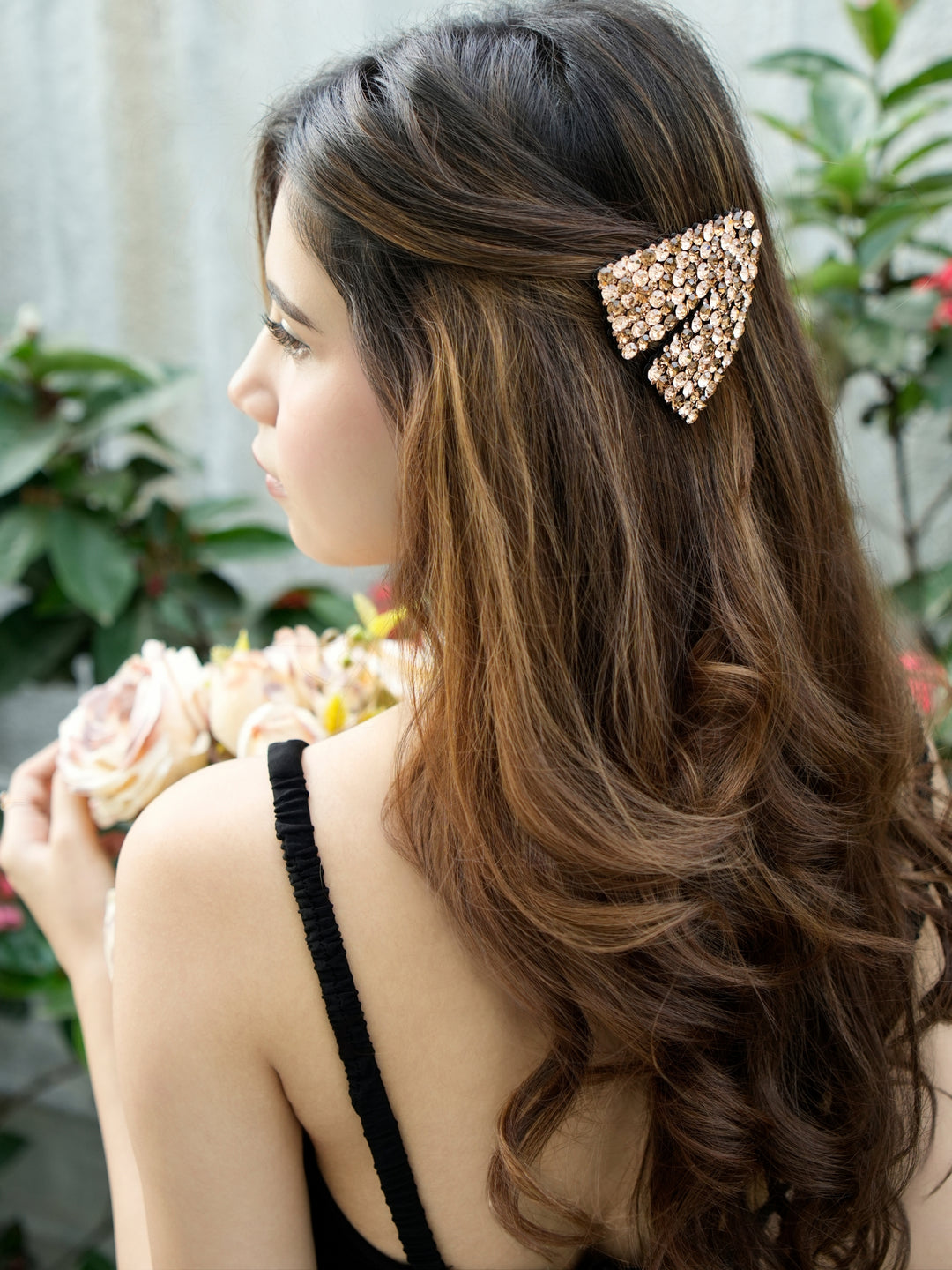 Elegant Brown Crystal Rhinestone Hair Clips – Made in Korea (set of 2)