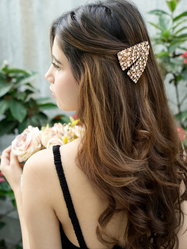 Elegant Brown Crystal Rhinestone Hair Clips – Made in Korea (set of 2)
