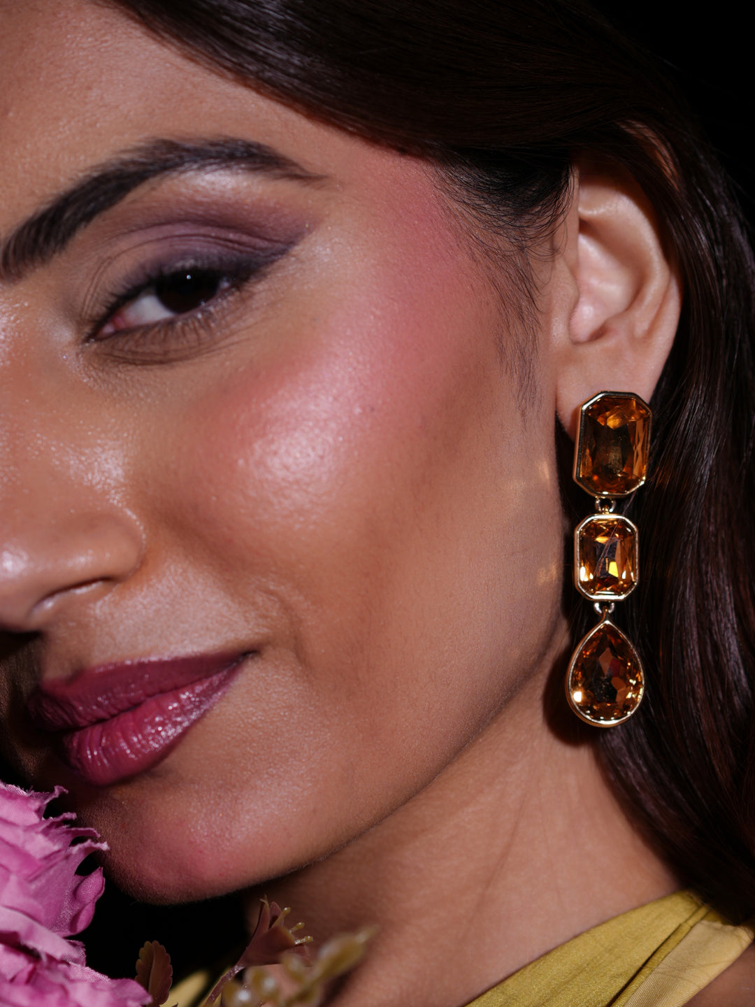 Gold Multi-Stone Drop Earrings