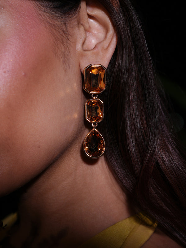 Gold Multi-Stone Drop Earrings