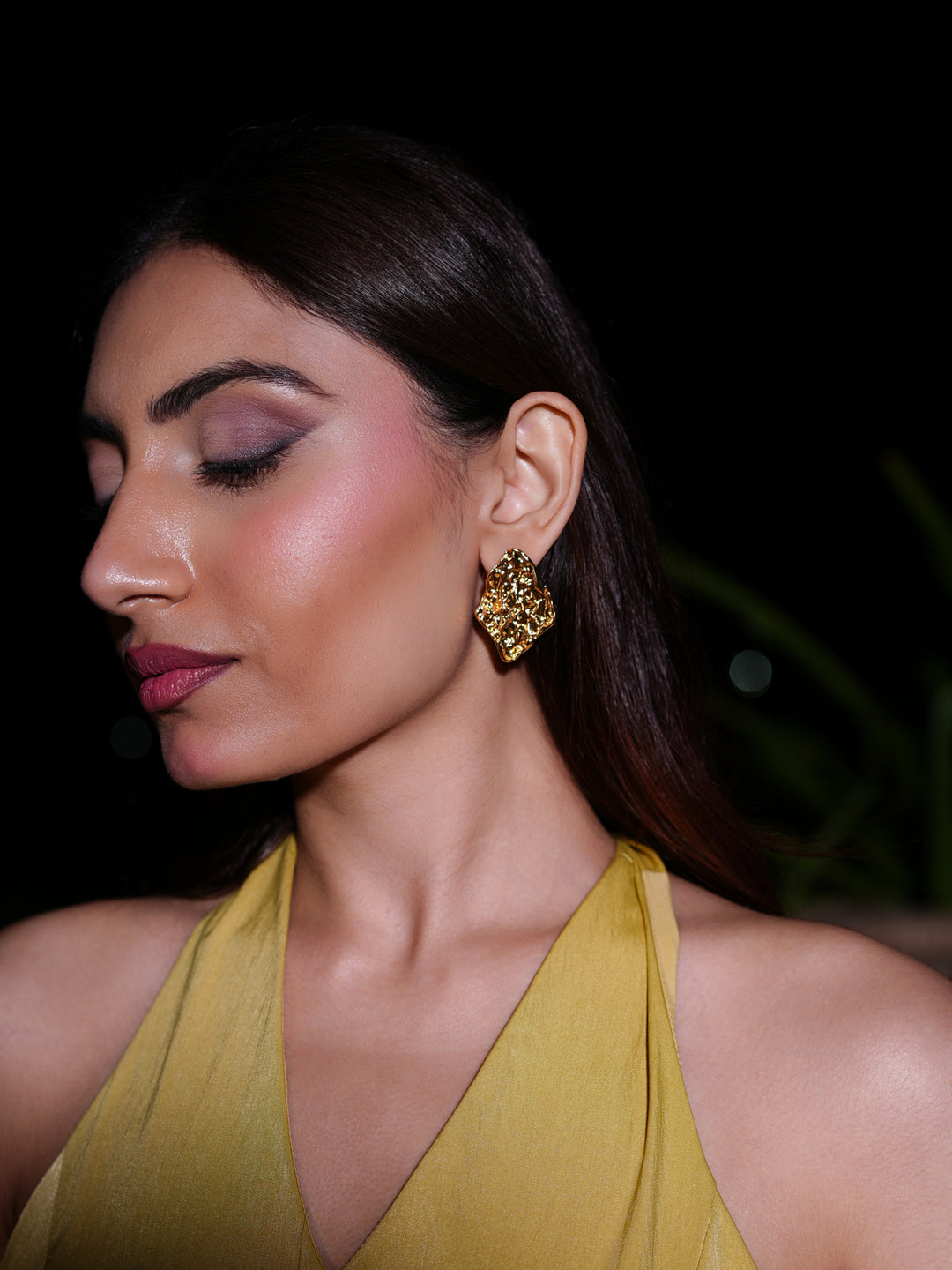 Textured Gold Statement Earrings