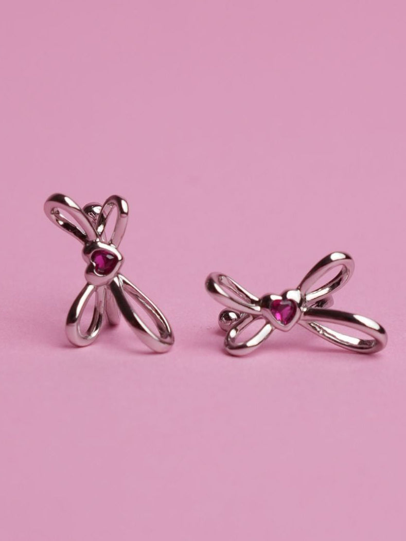 Silver Bow Ear Cuffs