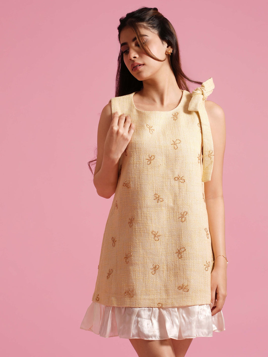 Yellow Bow Mini Dress