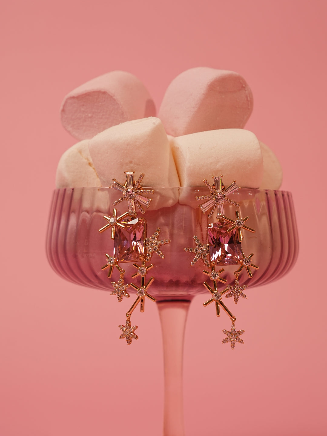Starburst Pink Crystal Drop Earrings