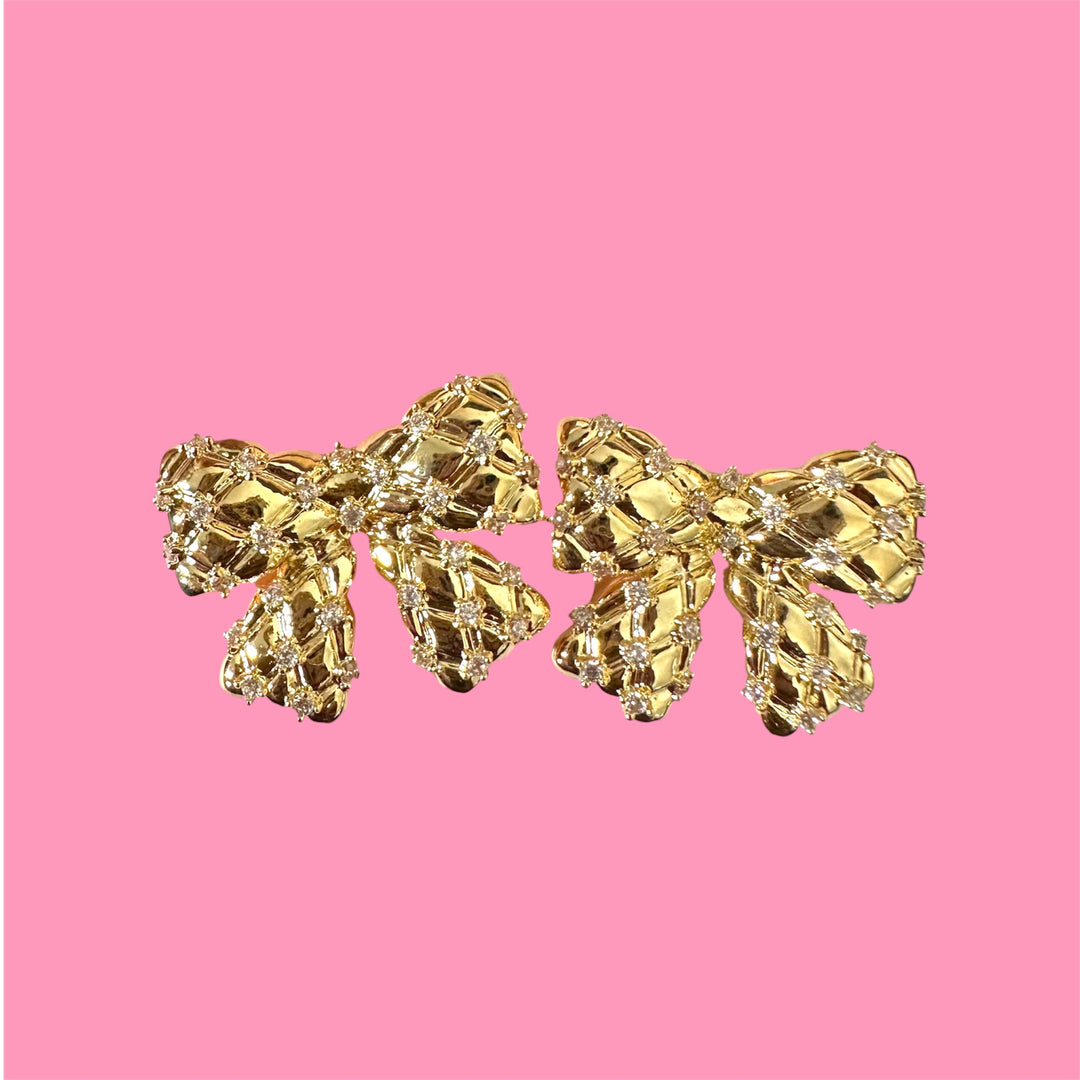 Gold Bow Stud Earrings