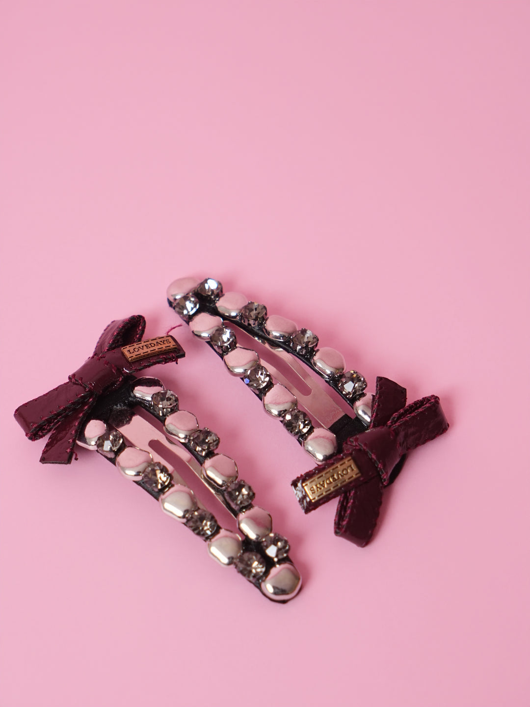 Statement Burgundy Bow Hair Clip – Set of 2