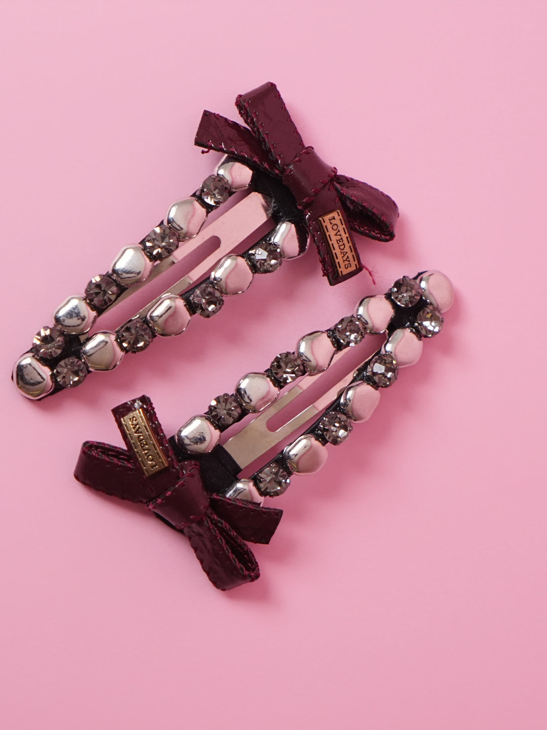 Statement Burgundy Bow Hair Clip – Set of 2