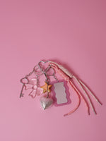 Load image into Gallery viewer, Pink Mirror Bag Charm- Star, Bow &amp; Heart Design
