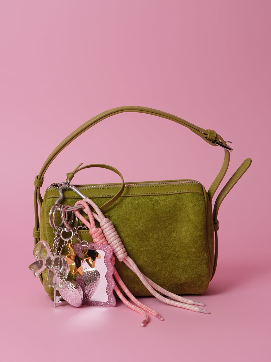 Pink Mirror Bag Charm- Star, Bow & Heart Design
