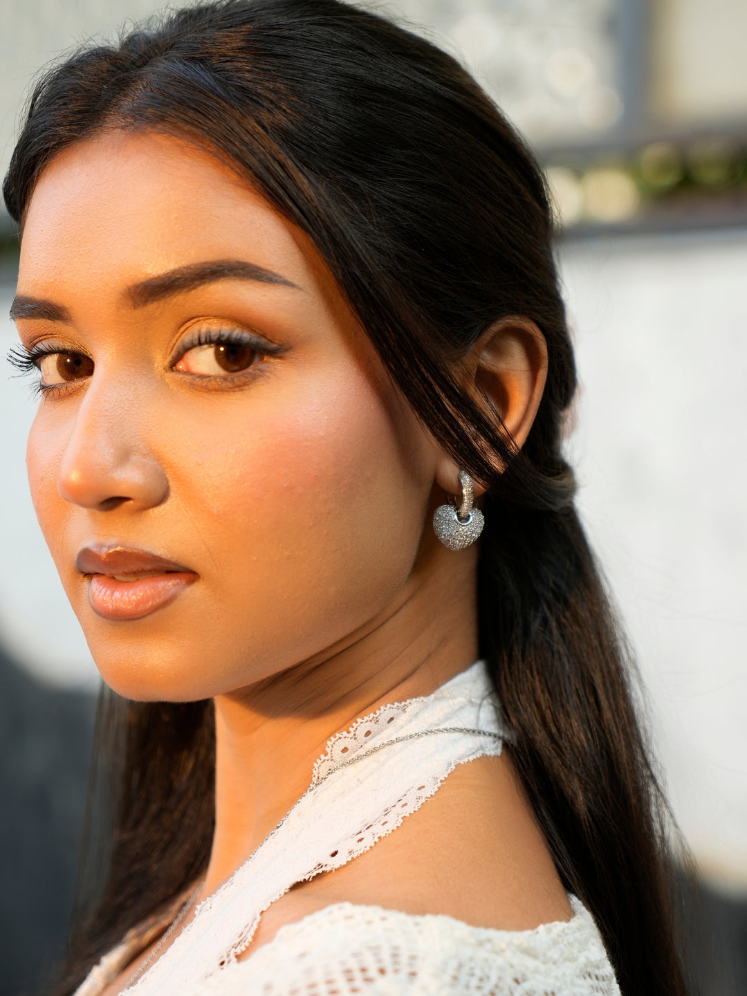 Crystal Heart Drop Earrings