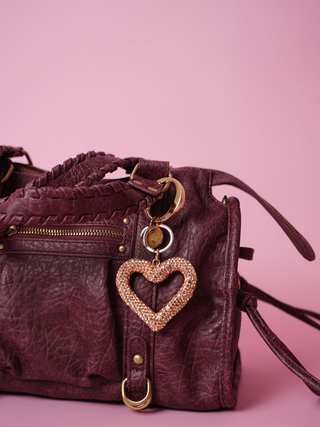 Bedazzled Heart Bag Charm