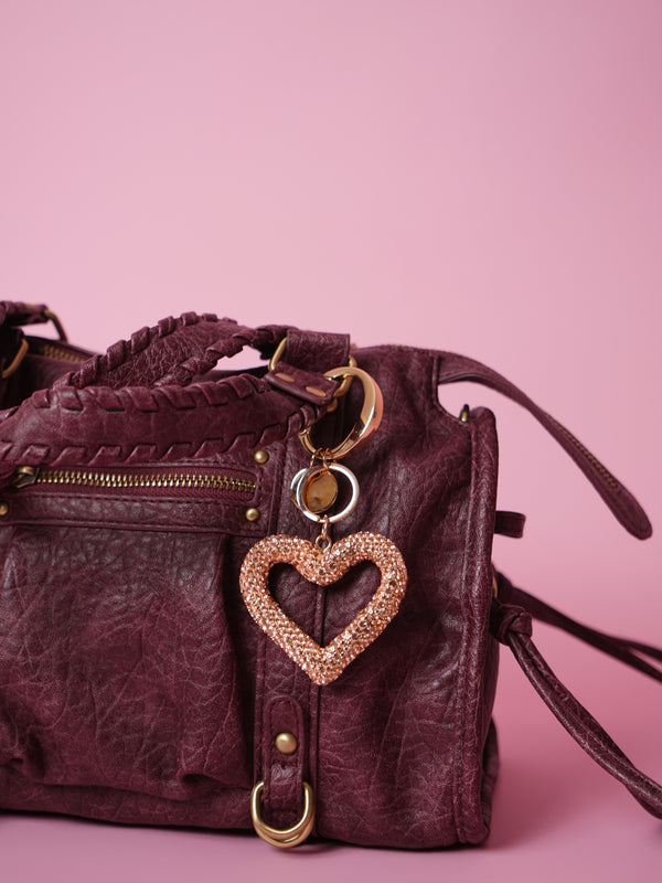 Bedazzled Heart Bag Charm