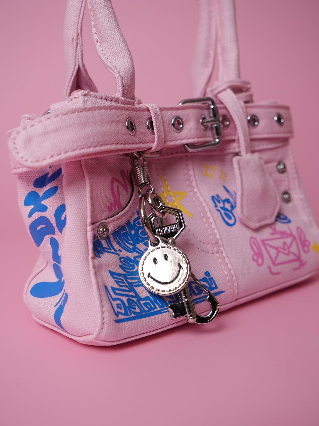 Pink Graffiti Denim Handbag