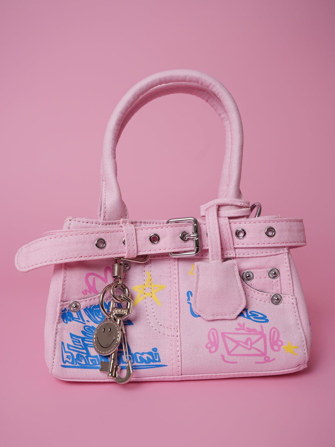 Pink Graffiti Denim Handbag