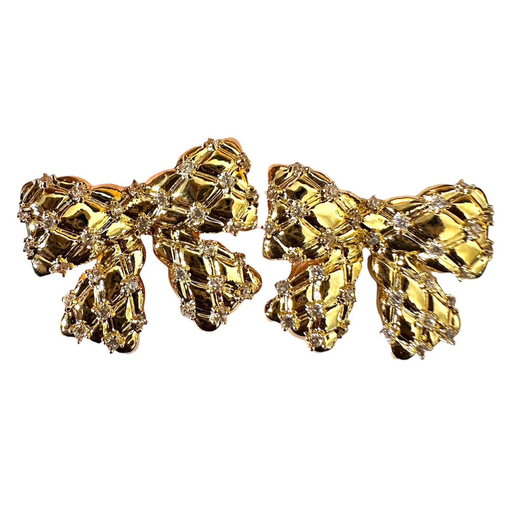 Gold Bow Stud Earrings