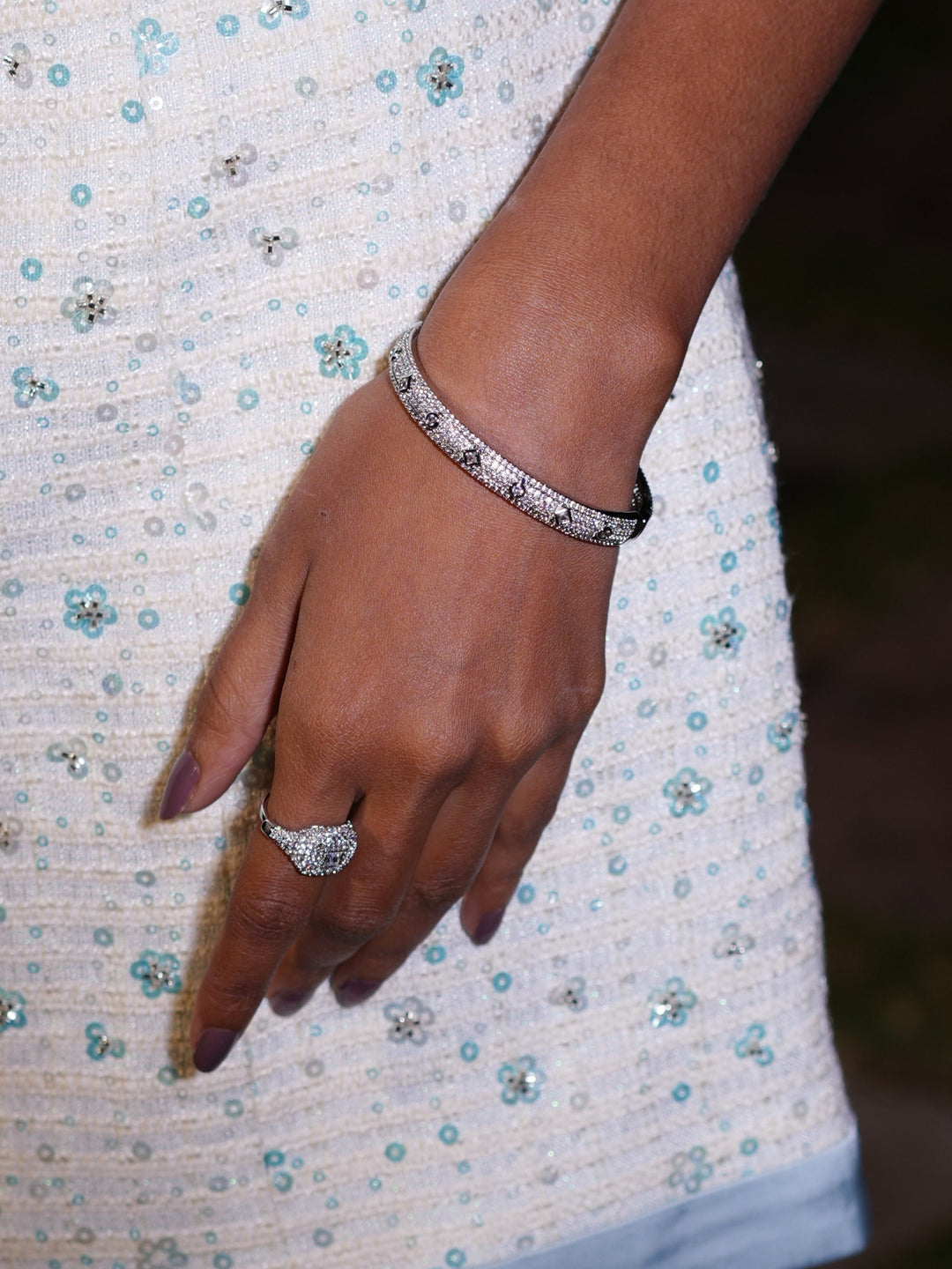 Crystal Silver Bangle
