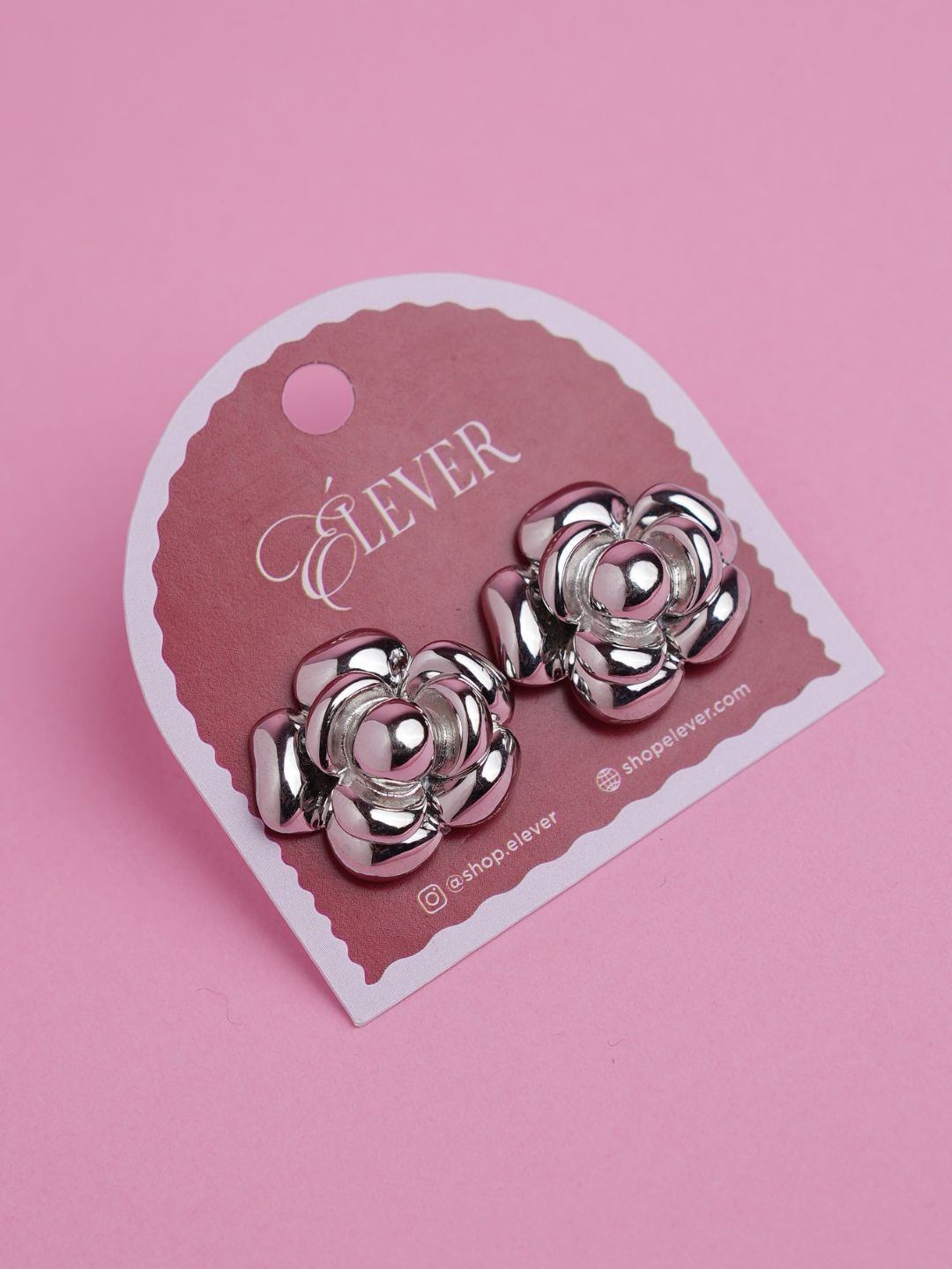 Silver-Tone Floral Stud Earrings