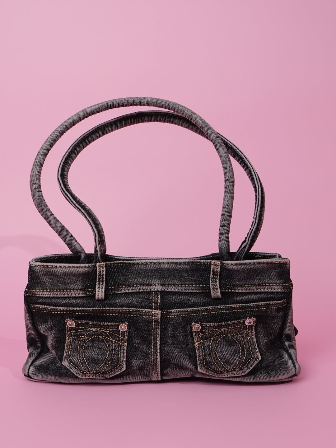 Black Washed Denim Shoulder Bag