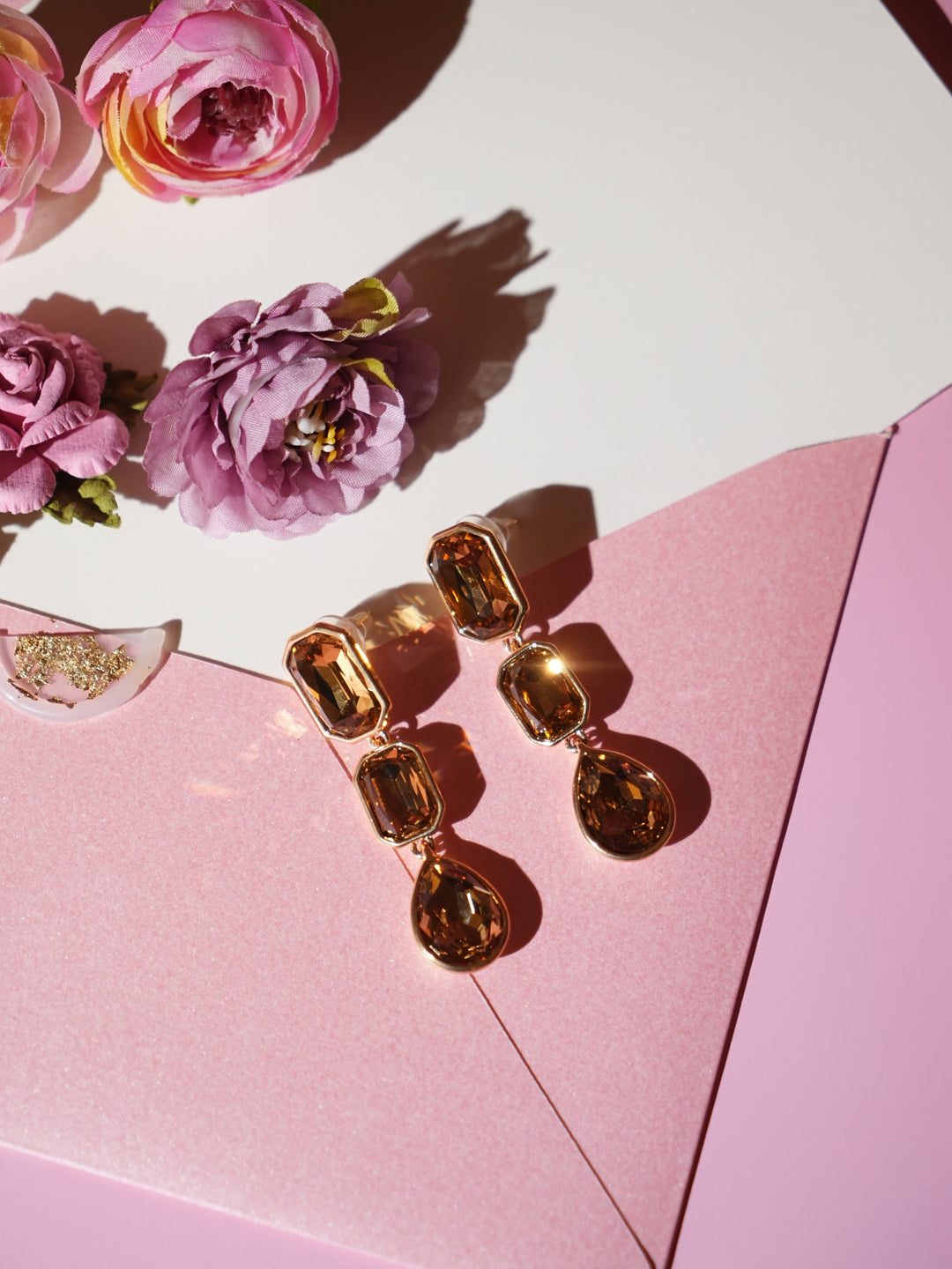 Gold Multi-Stone Drop Earrings