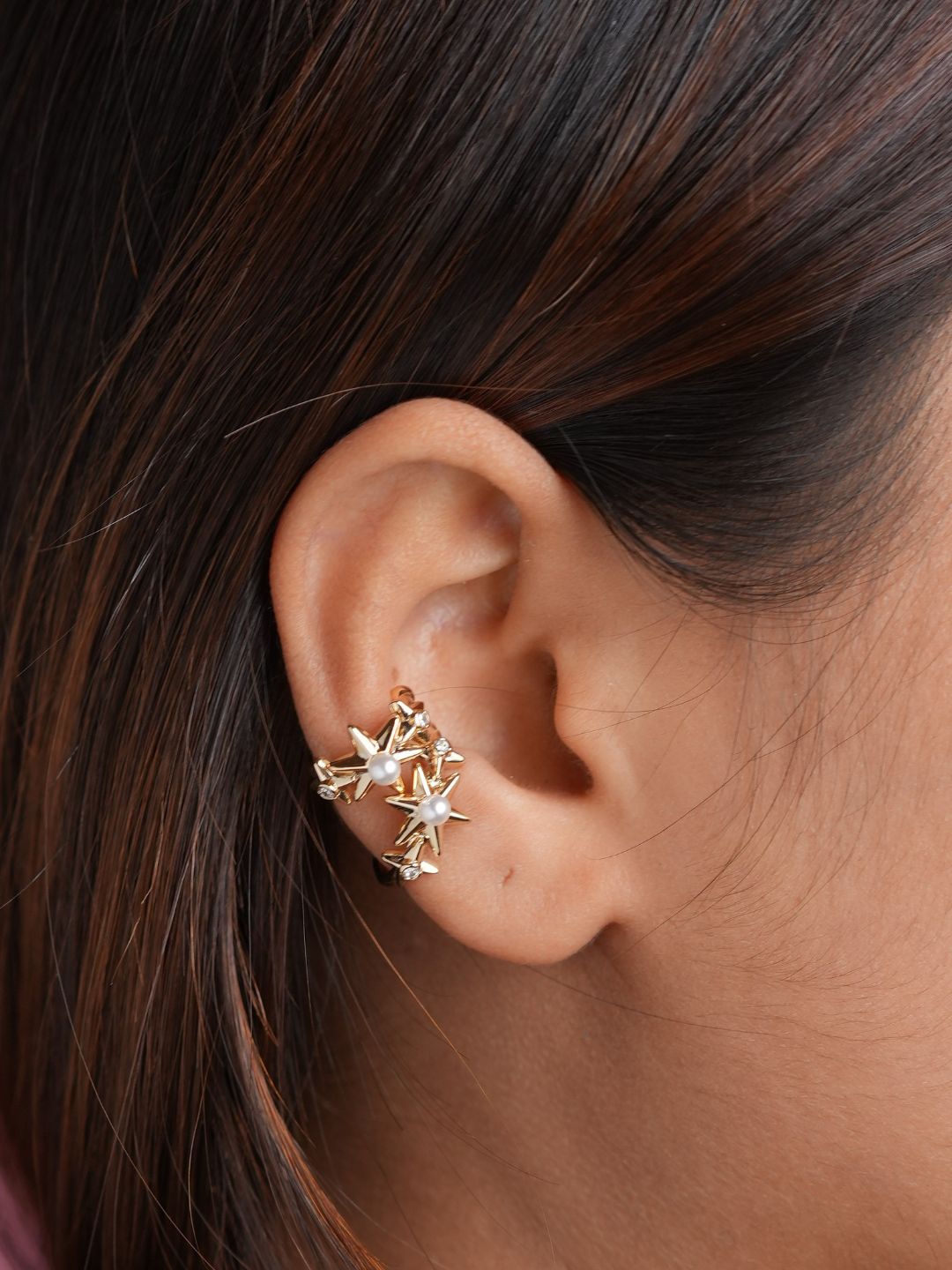 Gold Star Pearl Ear Cuffs