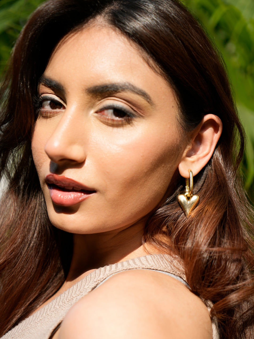 Gold Heart Drop Earrings