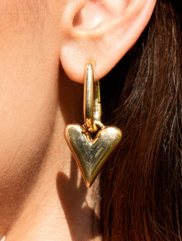 Gold Heart Drop Earrings