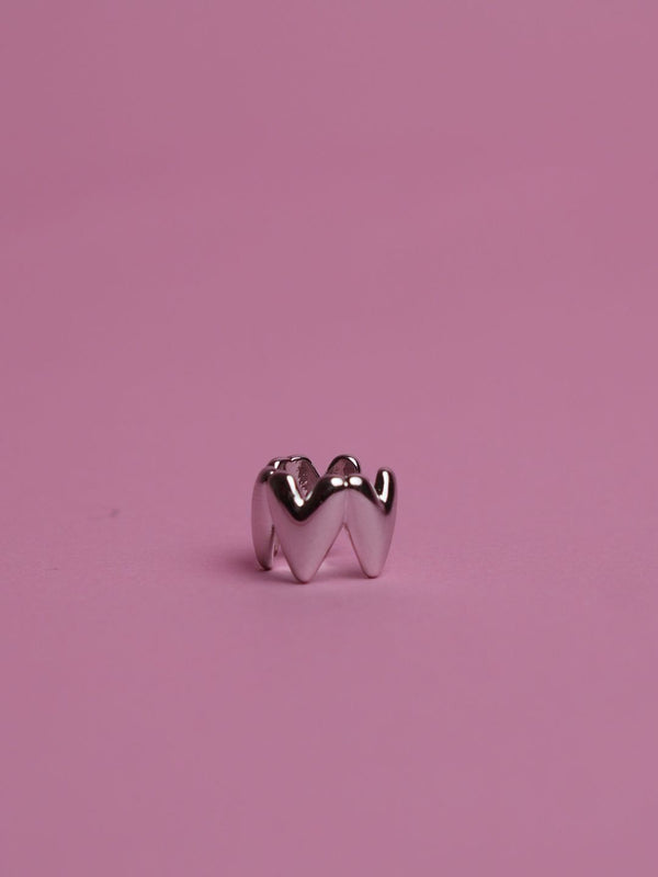 Silver Hearts Ear Cuff