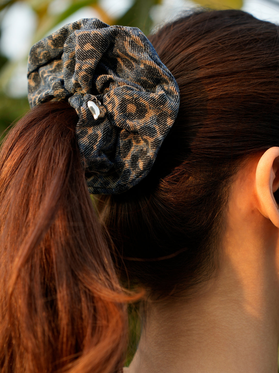 Leopard Luxe Heart Charm Scrunchie
