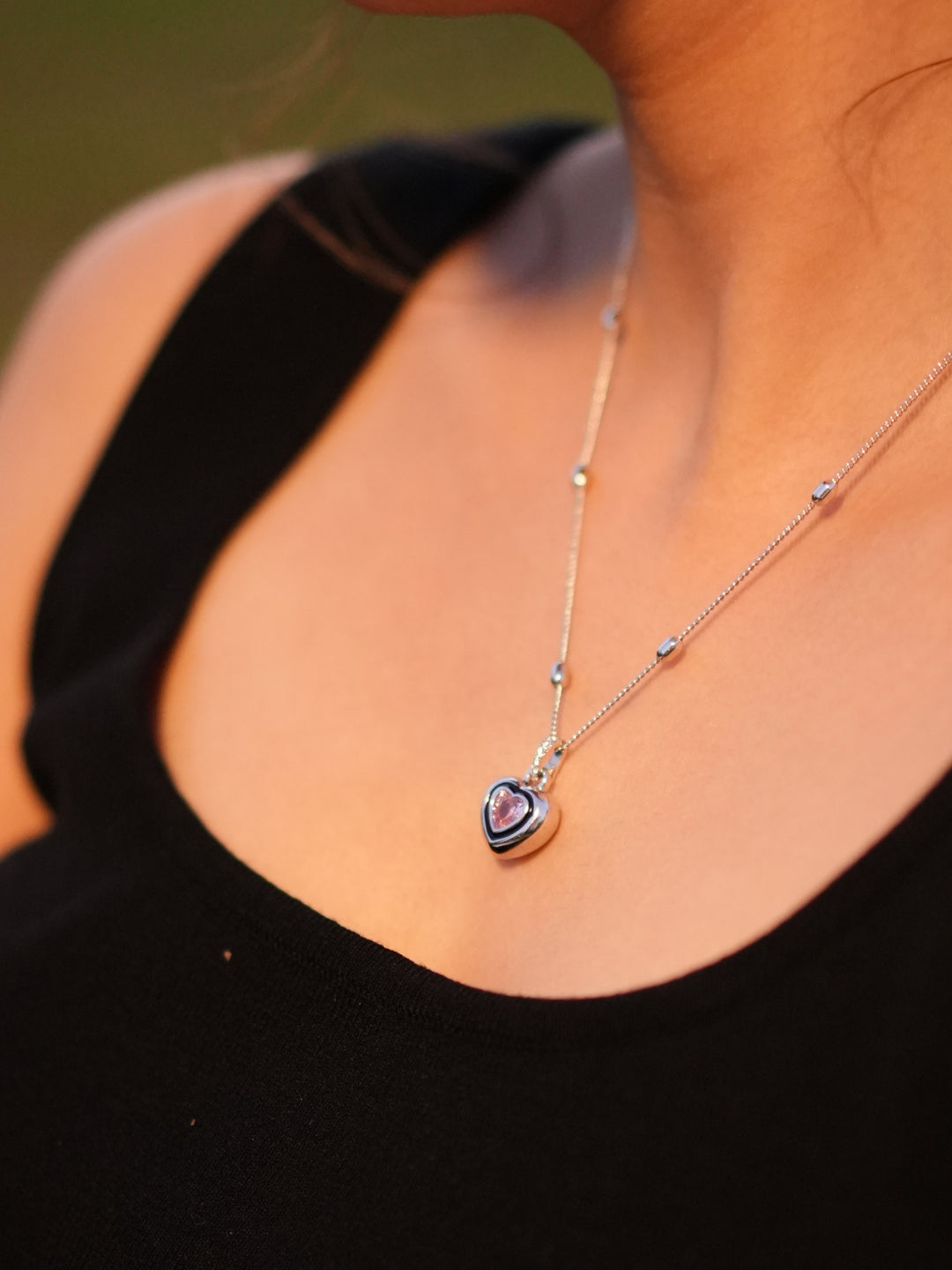 Pink Heart Pendant Necklace