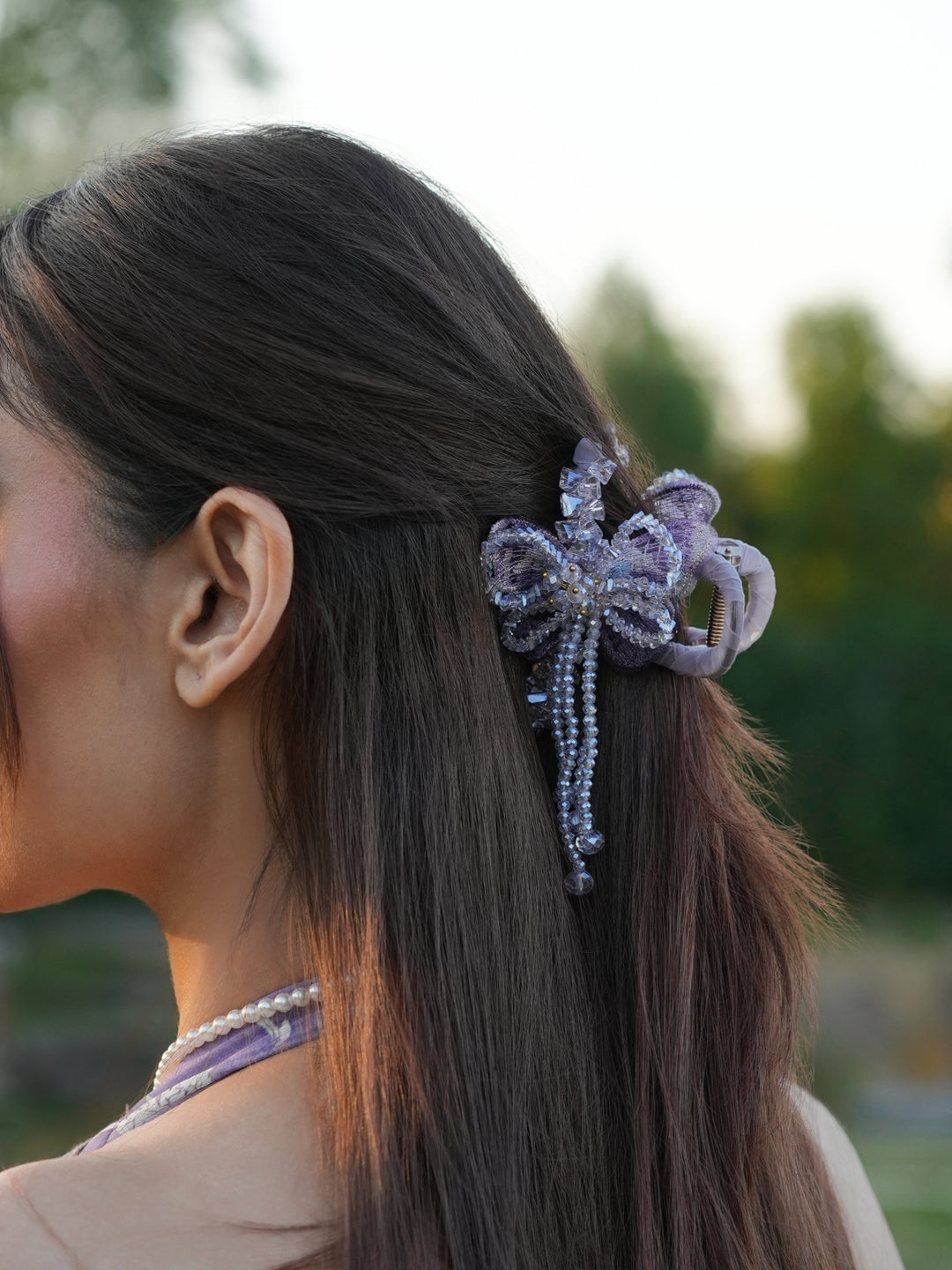 Elegant Beaded Butterfly Hair Claw