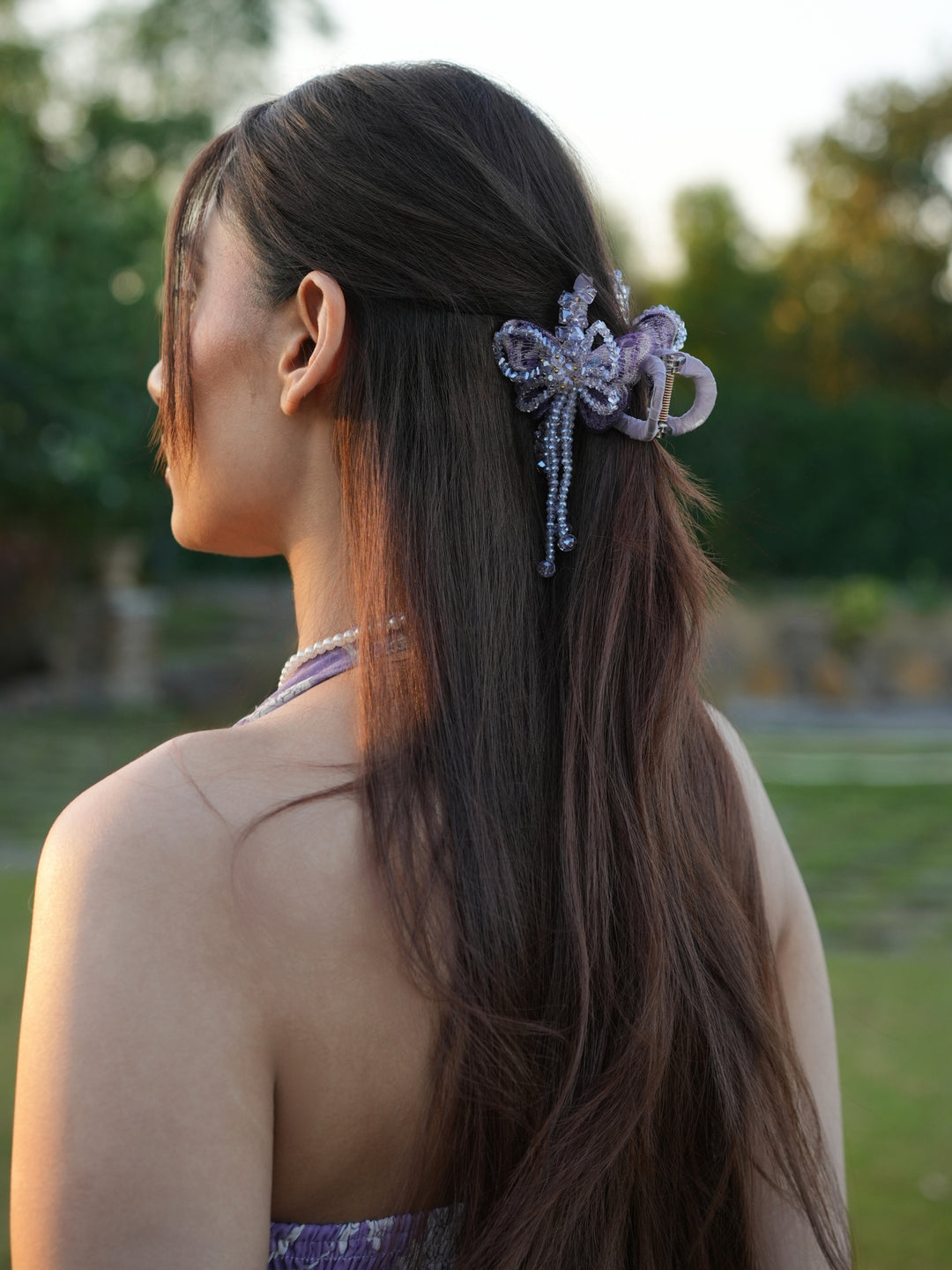 Elegant Beaded Butterfly Hair Claw