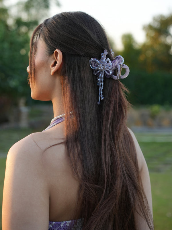 Elegant Beaded Butterfly Hair Claw
