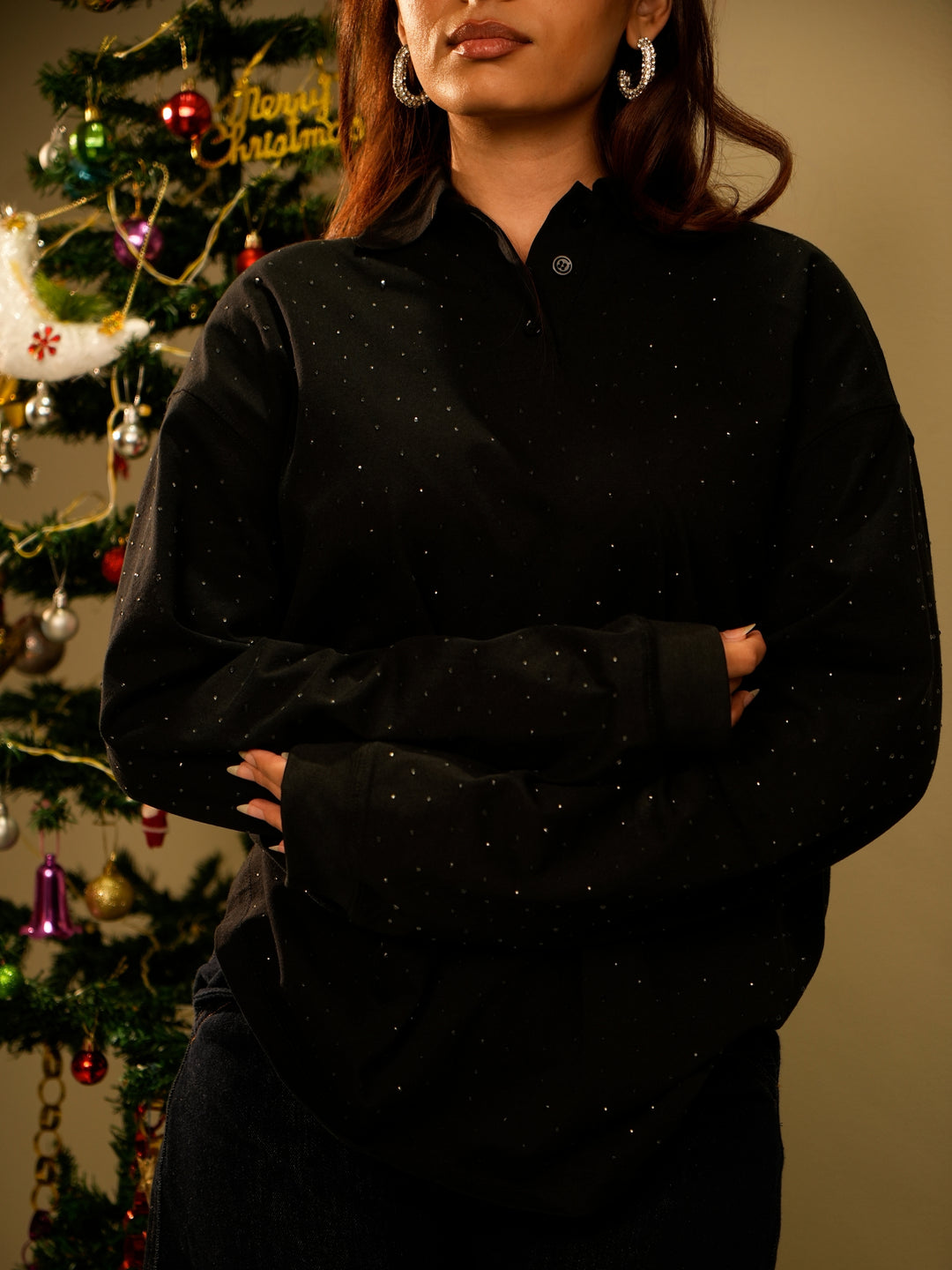 Black Swarovski Top