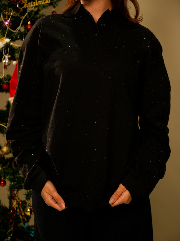 Black Swarovski Top