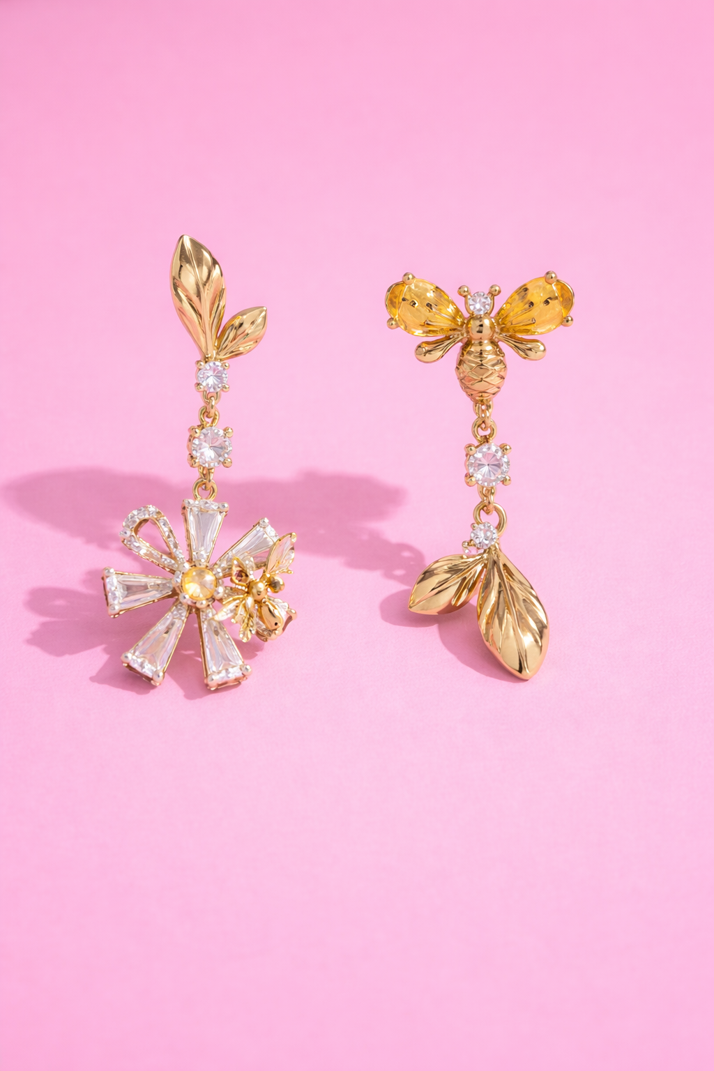 Bee Crystal Drop Earrings