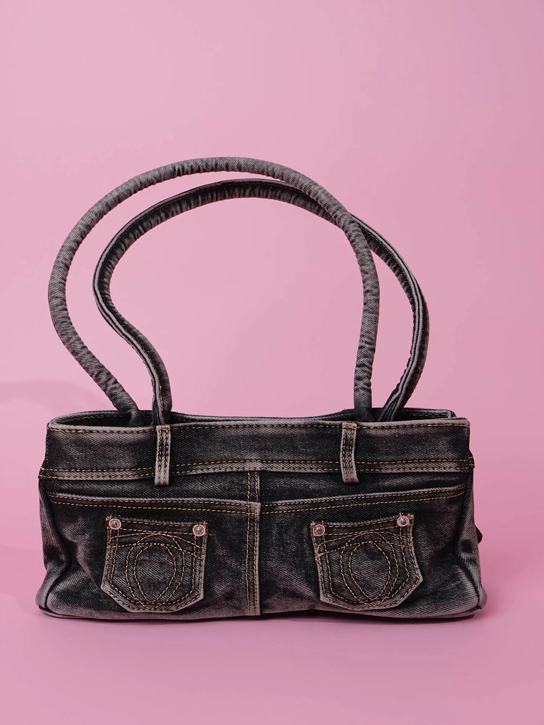 Black Washed Denim Shoulder Bag