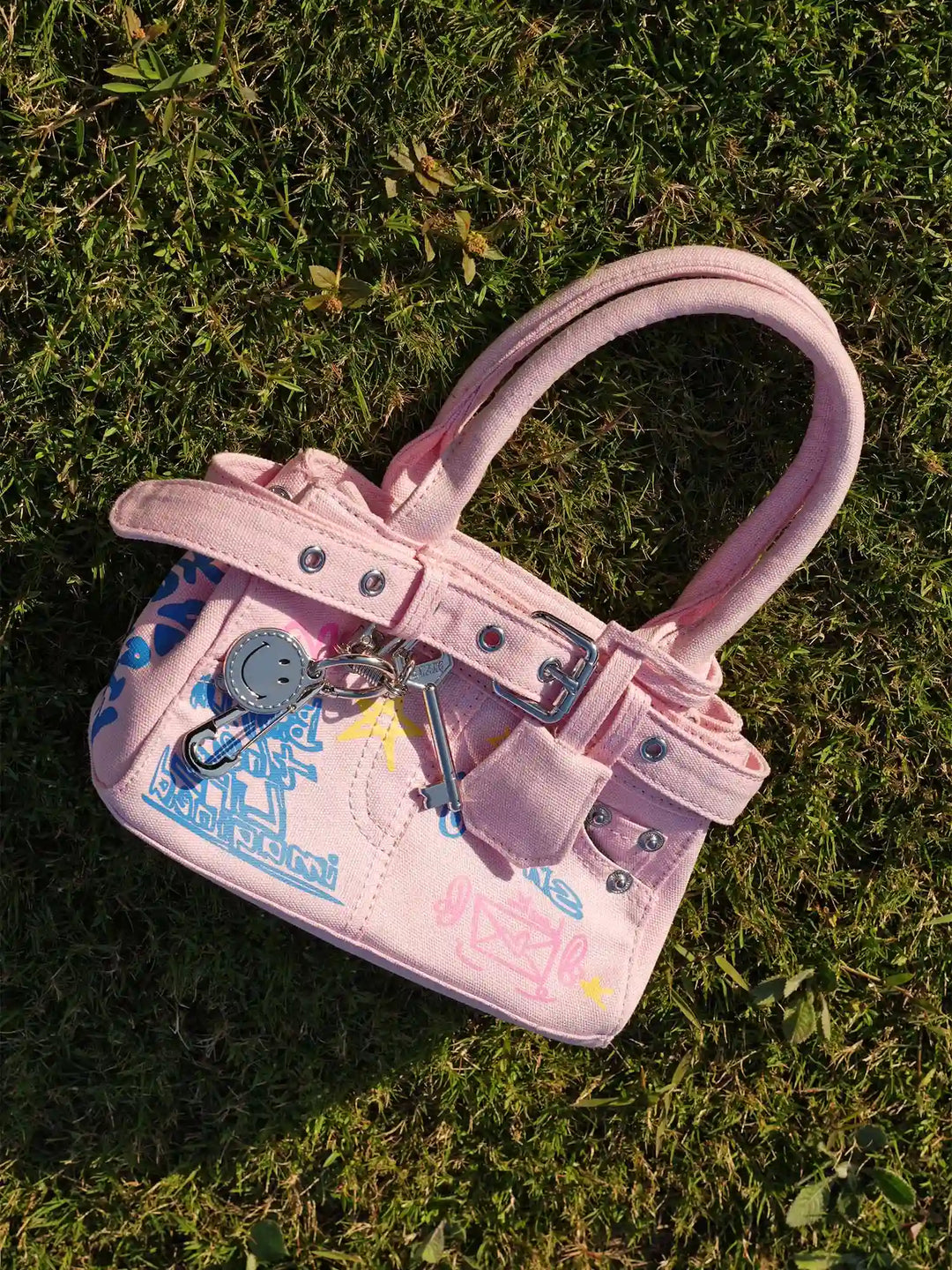 Pink Graffiti Denim Handbag