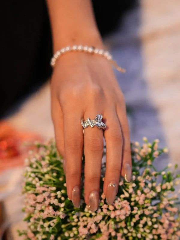 Elegant Bow Crystal Statement Ring