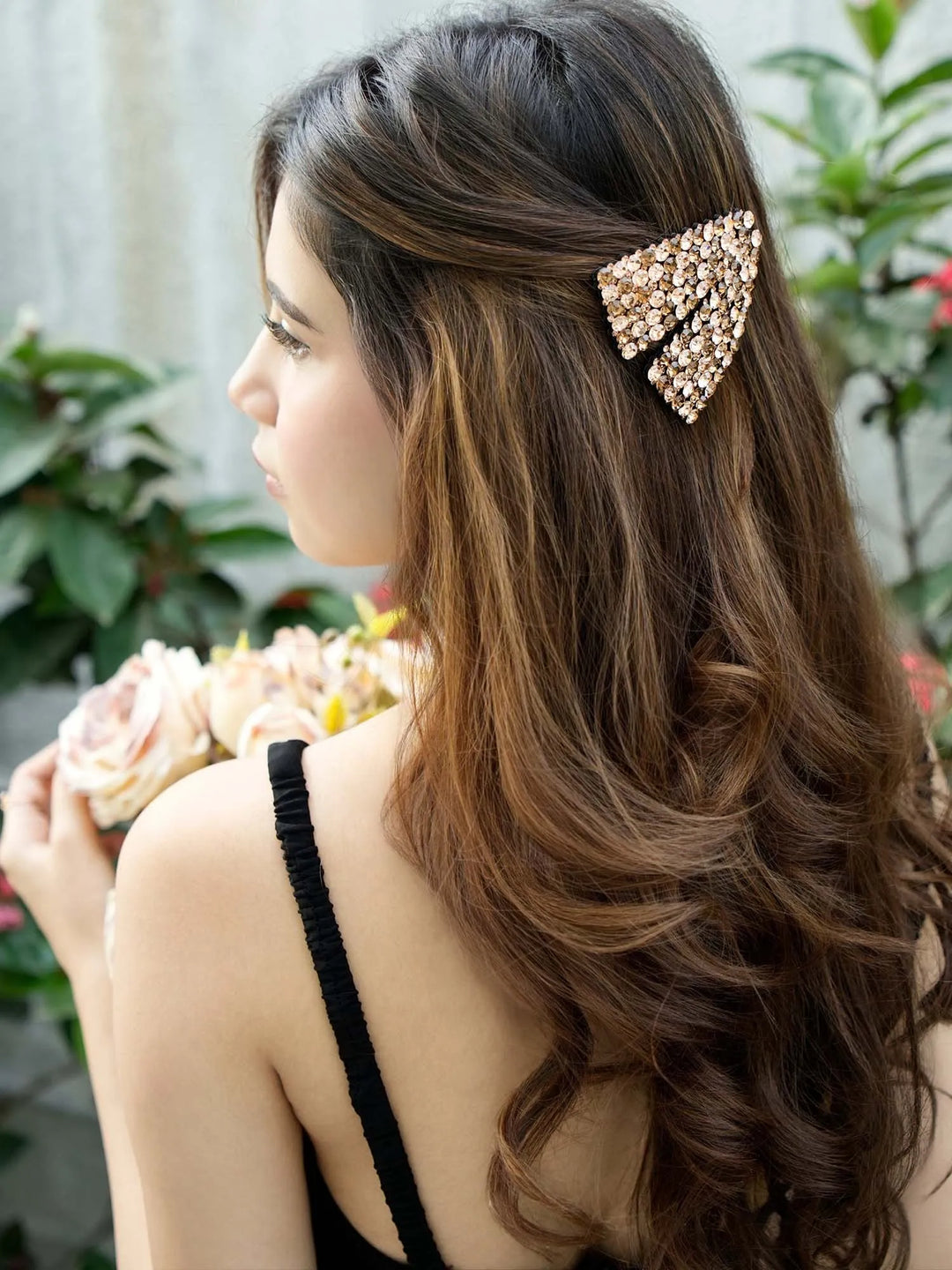 Elegant Brown Crystal Rhinestone Hair Clips – Made in Korea (set of 2)