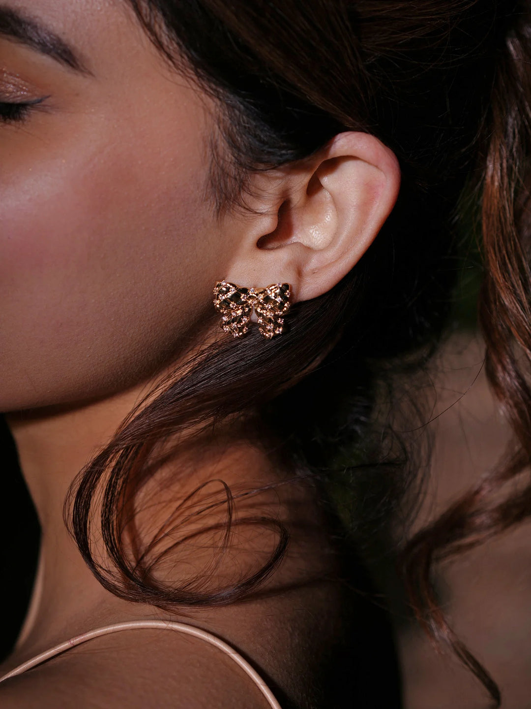 Gold Bow Stud Earrings